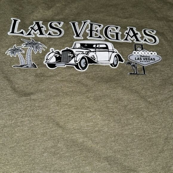 Las Vegas Graphic T-Shirt Olive Green XL - Picture 2 of 5
